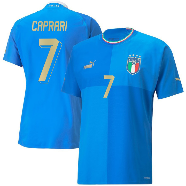 Italy National Team 2022/23 Gianluca Caprari #7 Home Blue Men Jersey
