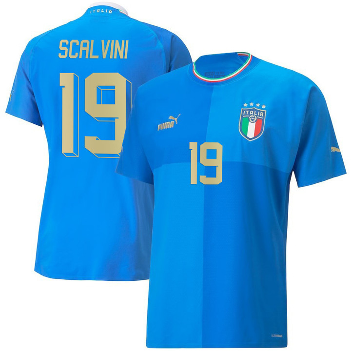 Italy National Team 2022/23 Giorgio Scalvini #19 Home Blue Men Jersey