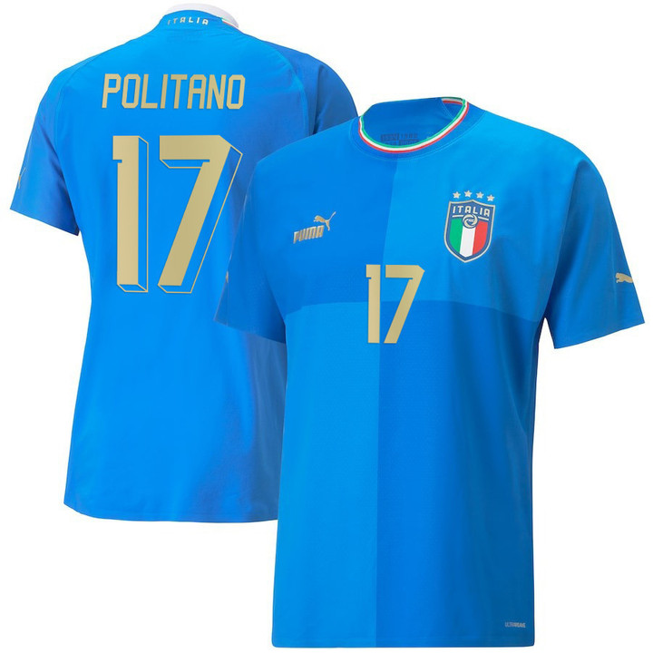 Italy National Team 2022/23 Matteo Politano #17 Home Blue Men Jersey