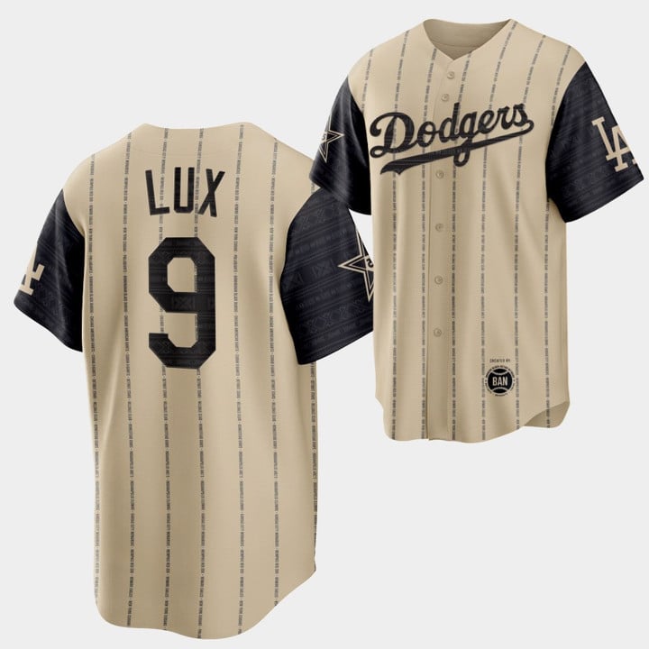 2022 Black Heritage Night Los Angeles Dodgers Gavin Lux #9 Gold Jersey Exclusive Edition