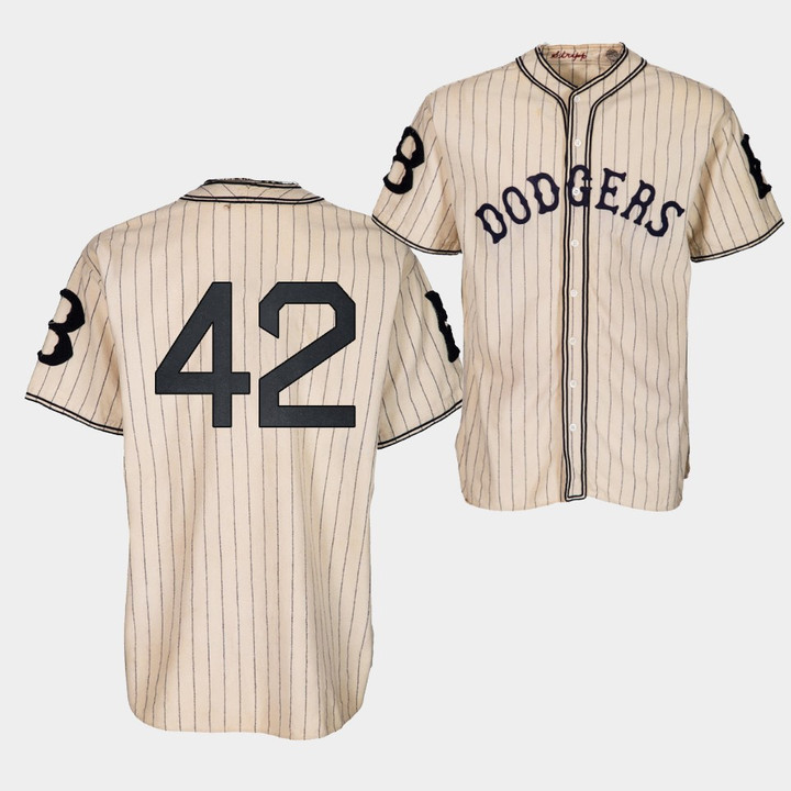 Brooklyn Dodgers Jackie Robinson 1933 Heritage #42 Gold Pinstripe Jersey