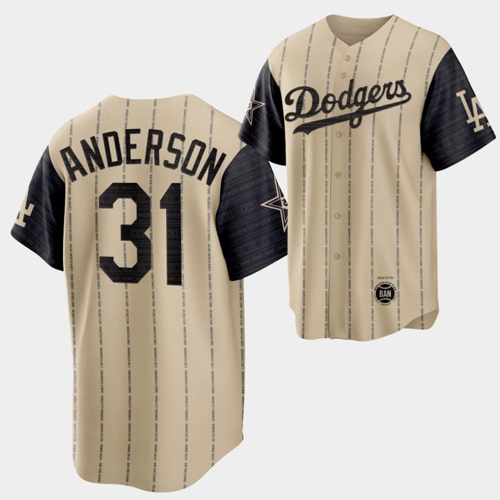2022 Black Heritage Night Los Angeles Dodgers Tyler Anderson #31 Gold Jersey Exclusive Edition