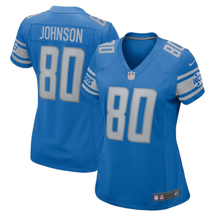 Josh Johnson #80 Detroit Lions Women's Player Game Jersey - Blue