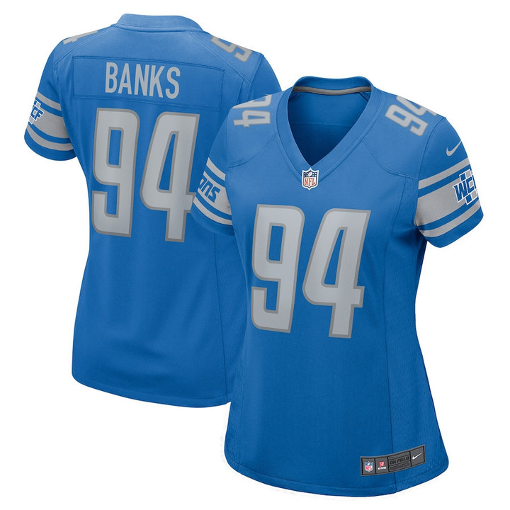 Eric Banks #94 Detroit Lions Women's Player Game Jersey - Blue