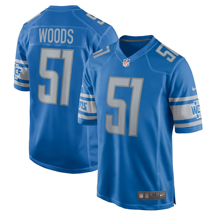 Josh Woods #51 Detroit Lions Player Game Jersey - Blue