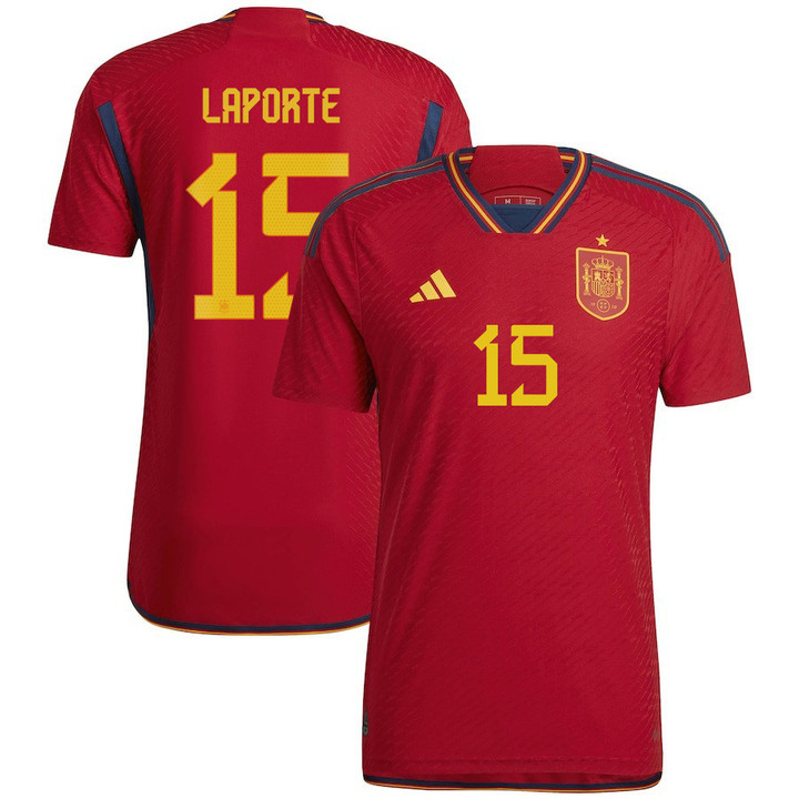 Spain National Team 2022/23 Qatar World Cup Aymeric Laporte #15 Home Men Jersey - Red