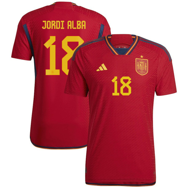 Spain National Team 2022/23 Qatar World Cup Jordi Alba #18 Home Men Jersey - Red