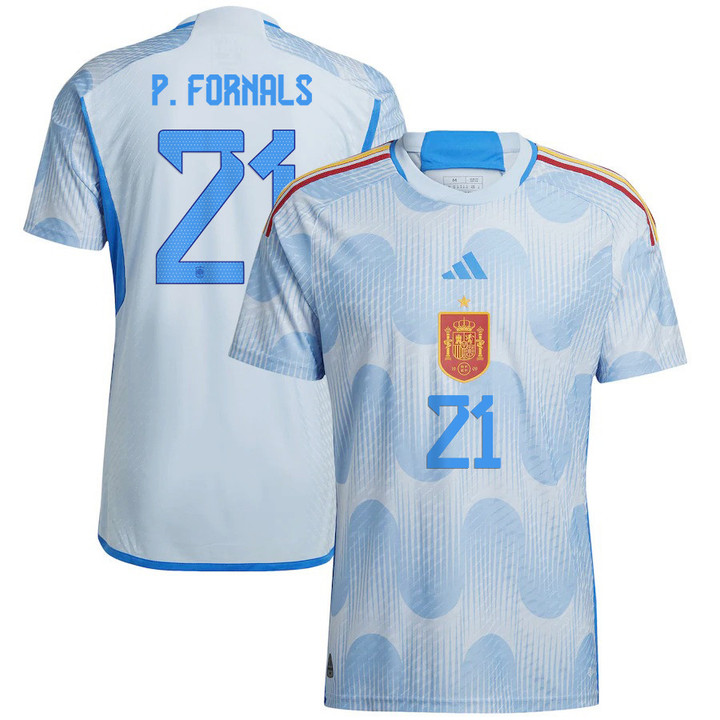 Spain National Team 2022/23 Qatar World Cup Pablo Fornals #21 Away Men Jersey - Glow Blue