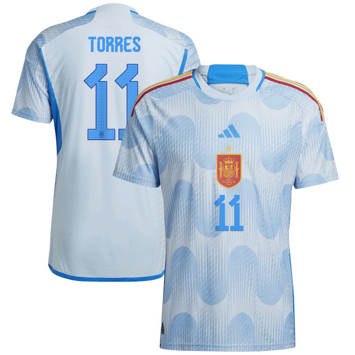 Spain National Team 2022/23 Qatar World Cup Ferran Torres #11 Away Men Jersey - Glow Blue