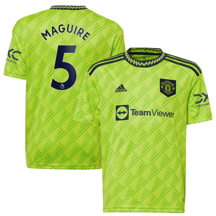 Harry Maguire #5 Manchester United Youth 2022/23 Third Player Jersey - Neon Green