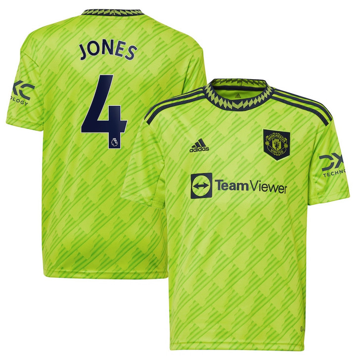 Phil Jones #4 Manchester United Youth 2022/23 Third Player Jersey - Neon Green