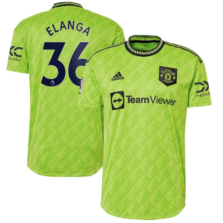 Anthony Elanga #36 Manchester United 2022/23 Third Player Men Jersey - Neon Green