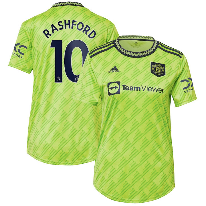 Marcus Rashford #10 Manchester United Women's 2022/23 Third Player Jersey - Neon Green