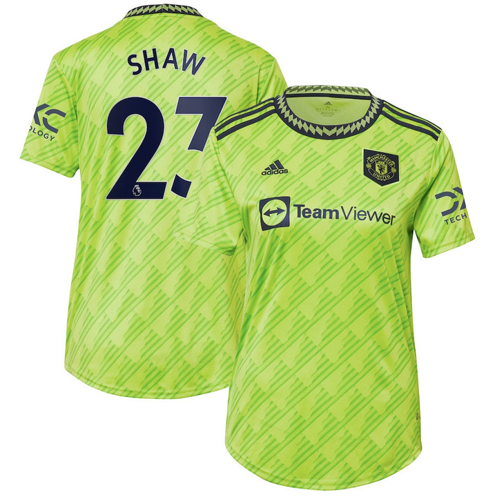 Luke Shaw #23 Manchester United Women's 2022/23 Third Player Jersey - Neon Green
