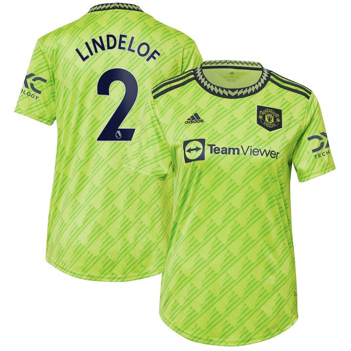 Victor Lindelof #2 Manchester United Women's 2022/23 Third Player Jersey - Neon Green