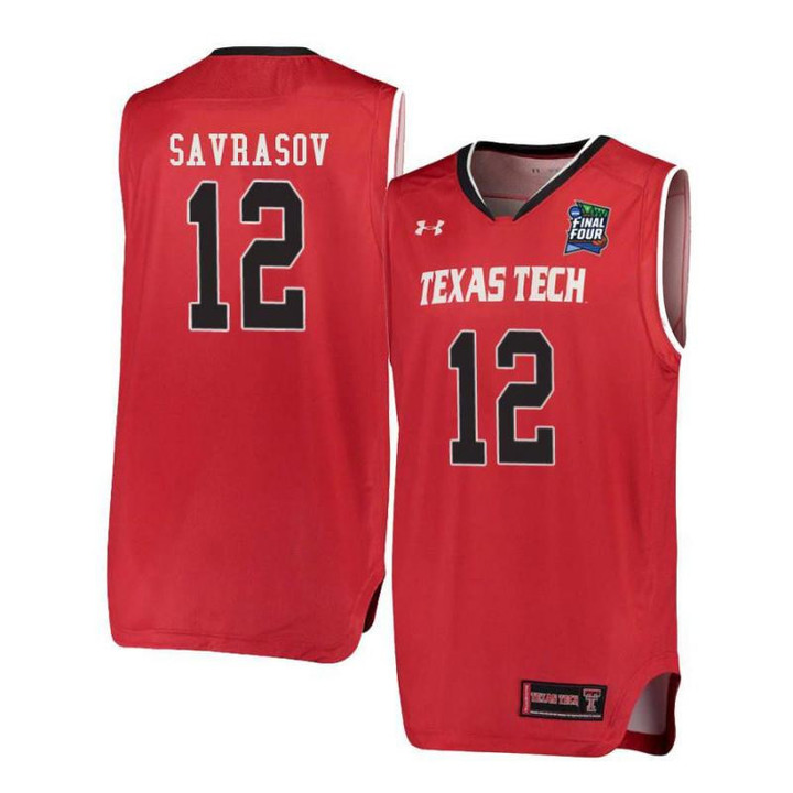 Andrei Savrasov 12 Texas Tech Raiders Basketball Jersey Red