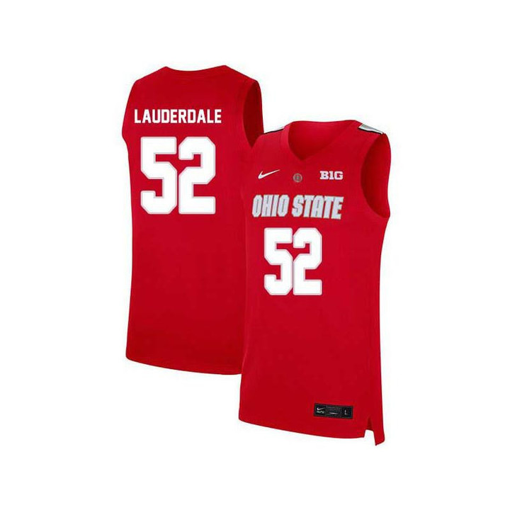 Dallas Lauderdale 52 Ohio State Buckeyes Elite Basketball Men Jersey - Red
