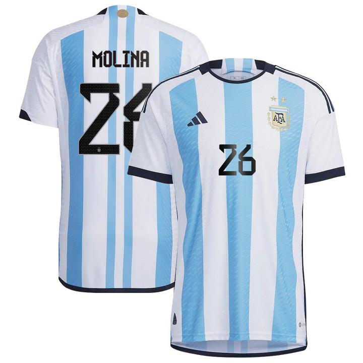 Argentina National Team 2022-23 Qatar World Cup Nahuel Molina 26 White Home Men Jersey - New