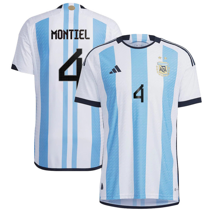 Argentina National Team 2022-23 Qatar World Cup Gonzalo Montiel 4 White Home Men Jersey - New