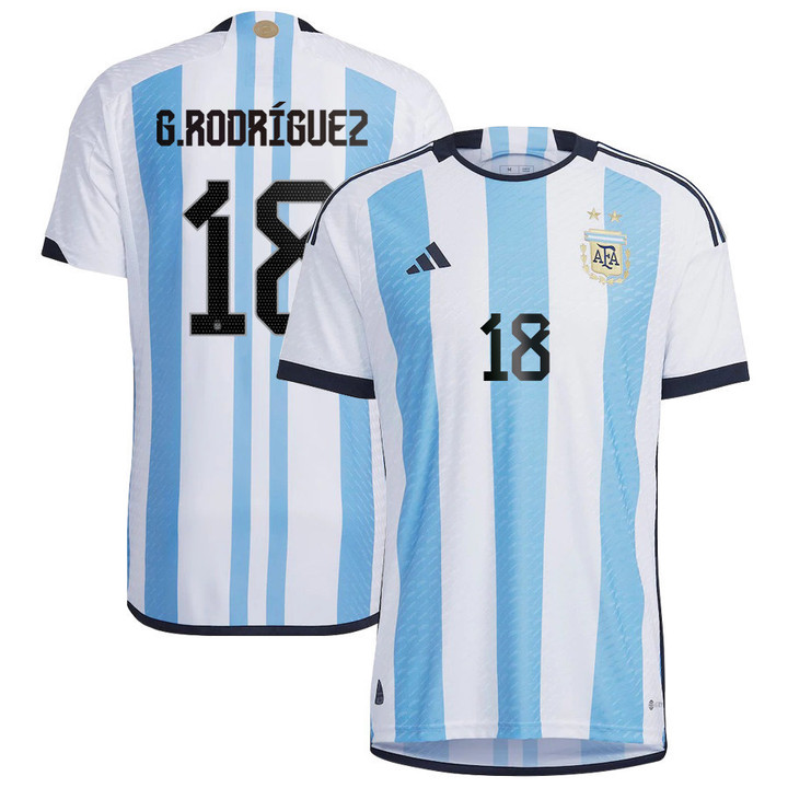 Argentina National Team 2022-23 Qatar World Cup Guido Rodriguez 18 White Home Men Jersey - New