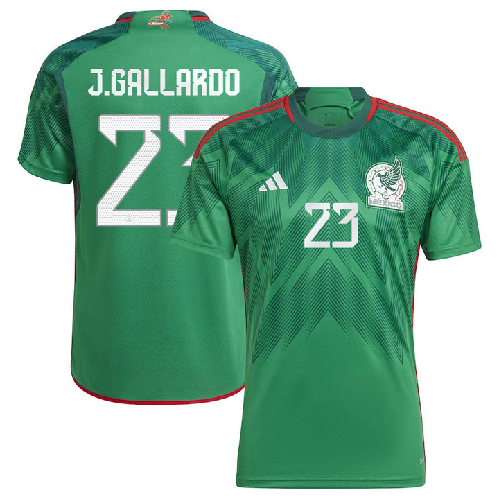 Mexico National Team 2022 Qatar World Cup Jesus Gallardo 23 Green Home Men Jersey - New