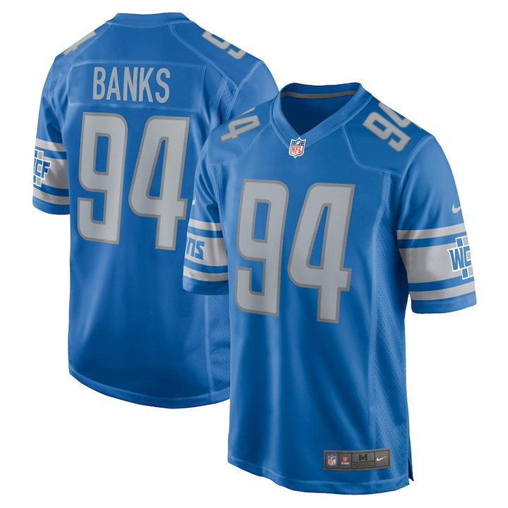 Eric Banks 94 Detroit Lions Player Game Jersey - Blue