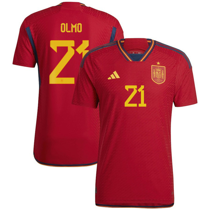 Spain National Team 2022/23 Qatar World Cup Dani Olmo 21 Home Men Jersey - Red