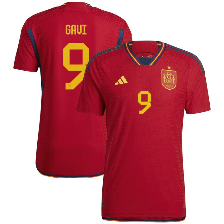 Spain National Team 2022/23 Qatar World Cup Gavi 9 Home Men Jersey - Red