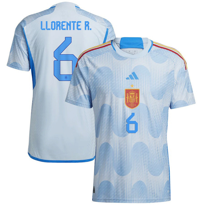 Spain National Team 2022/23 Qatar World Cup Diego Llorente 6 Away Men Jersey - Glow Blue