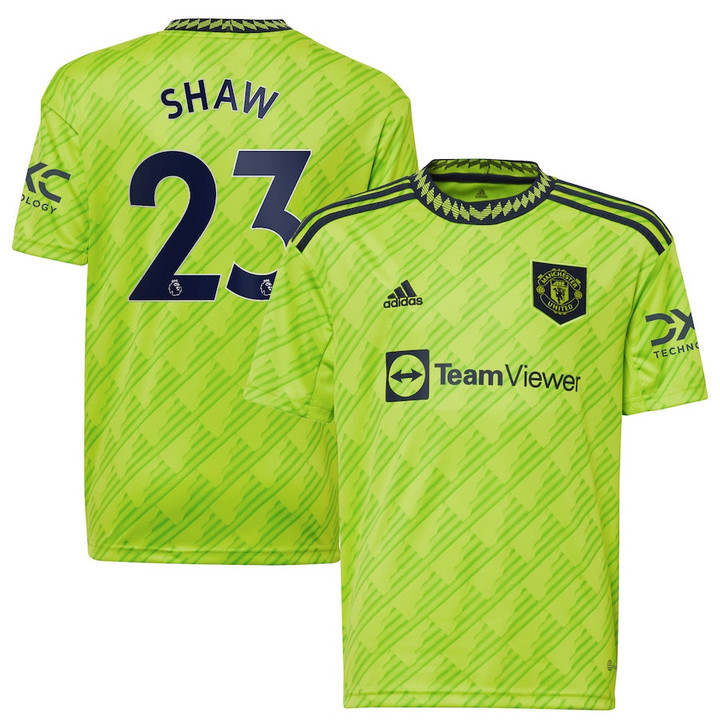 Luke Shaw 23 Manchester United Youth 2022/23 Third Player Jersey - Neon Green