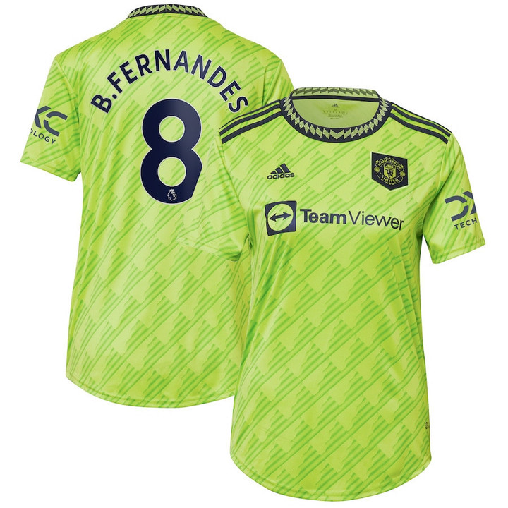 Bruno Fernandes 8 Manchester United Women's 2022/23 Third Player Jersey - Neon Green