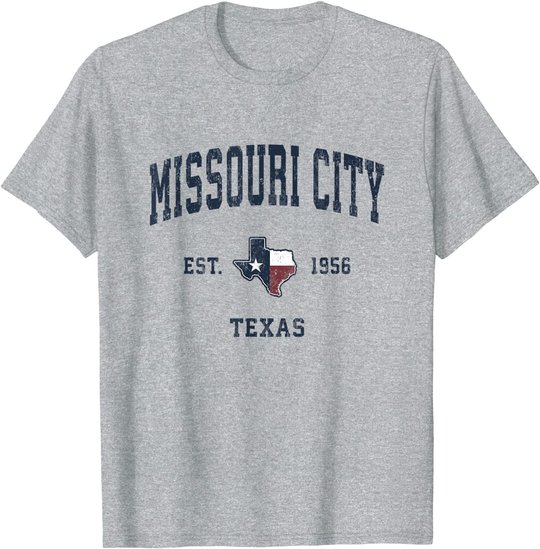 Missouri City Texas TX Vintage State Flag Sports Navy Design T-Shirt