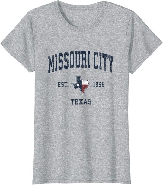Missouri City Texas TX Vintage State Flag Sports Navy Design T-Shirt