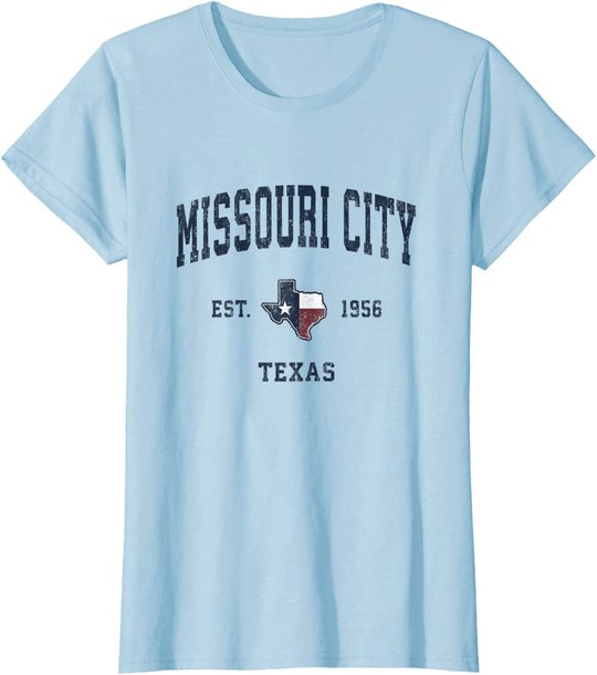 Missouri City Texas TX Vintage State Flag Sports Navy Design T-Shirt