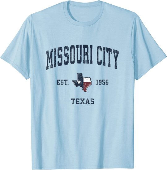 Missouri City Texas TX Vintage State Flag Sports Navy Design T-Shirt