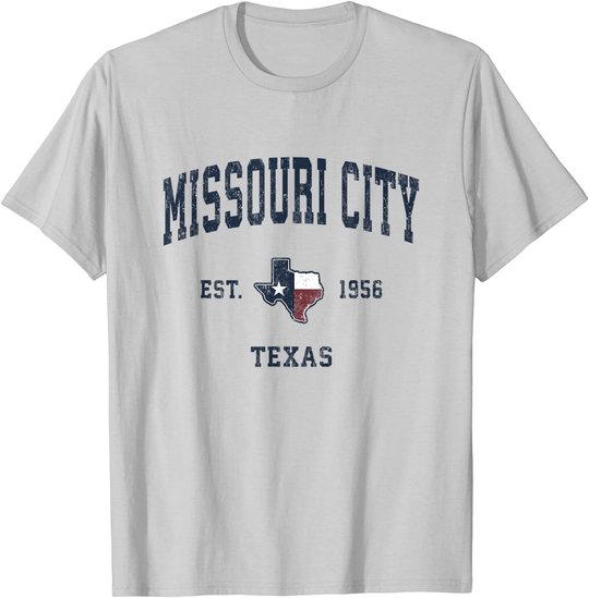 Missouri City Texas TX Vintage State Flag Sports Navy Design T-Shirt