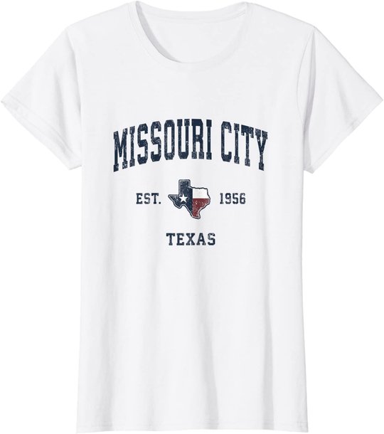 Missouri City Texas TX Vintage State Flag Sports Navy Design T-Shirt