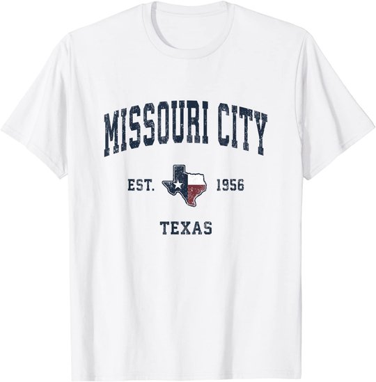 Missouri City Texas TX Vintage State Flag Sports Navy Design T-Shirt