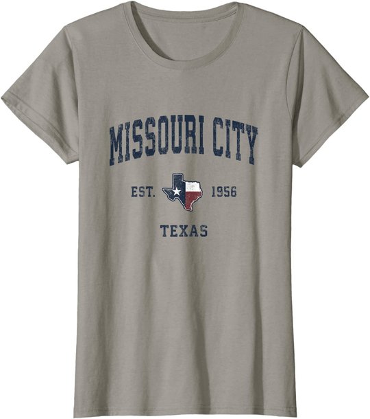 Missouri City Texas TX Vintage State Flag Sports Navy Design T-Shirt