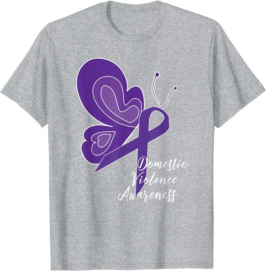 DOMESTIC VIOLENCE AWARENESS ABUSE PURPLE RIBBON BUTTERFLY T-Shirt