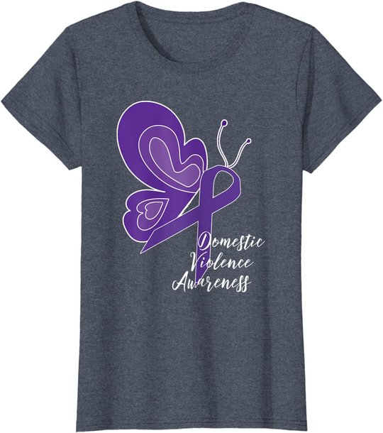 DOMESTIC VIOLENCE AWARENESS ABUSE PURPLE RIBBON BUTTERFLY T-Shirt