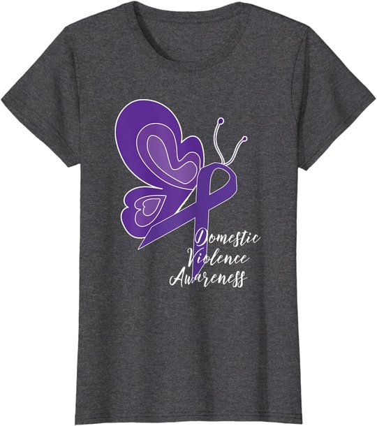 DOMESTIC VIOLENCE AWARENESS ABUSE PURPLE RIBBON BUTTERFLY T-Shirt