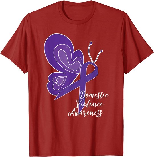 DOMESTIC VIOLENCE AWARENESS ABUSE PURPLE RIBBON BUTTERFLY T-Shirt