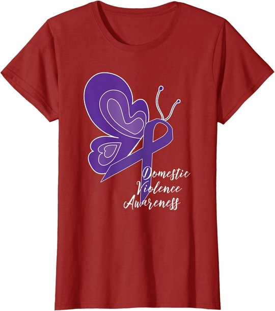 DOMESTIC VIOLENCE AWARENESS ABUSE PURPLE RIBBON BUTTERFLY T-Shirt
