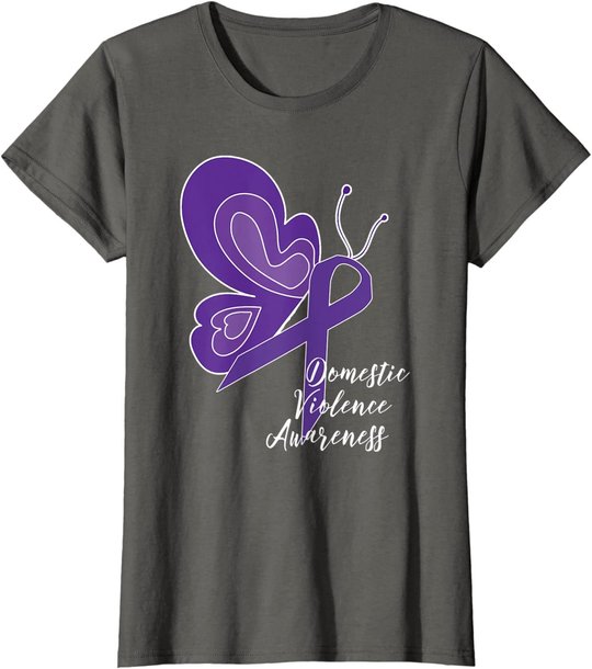 DOMESTIC VIOLENCE AWARENESS ABUSE PURPLE RIBBON BUTTERFLY T-Shirt