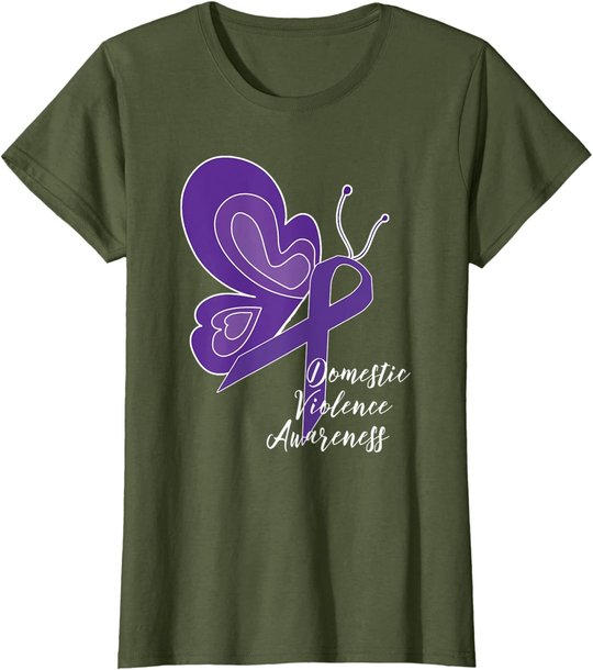 DOMESTIC VIOLENCE AWARENESS ABUSE PURPLE RIBBON BUTTERFLY T-Shirt