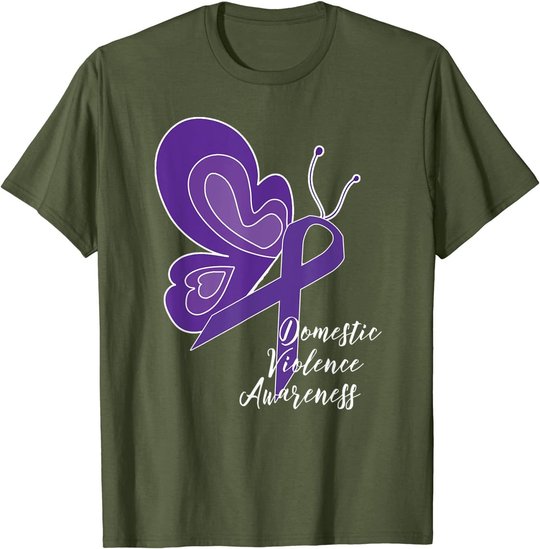 DOMESTIC VIOLENCE AWARENESS ABUSE PURPLE RIBBON BUTTERFLY T-Shirt