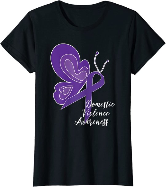 DOMESTIC VIOLENCE AWARENESS ABUSE PURPLE RIBBON BUTTERFLY T-Shirt