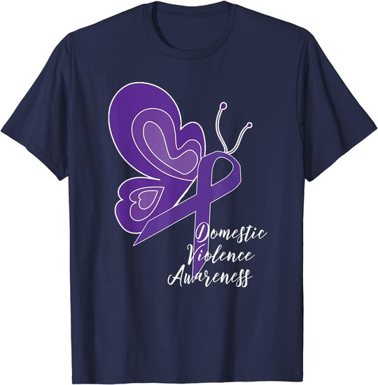 DOMESTIC VIOLENCE AWARENESS ABUSE PURPLE RIBBON BUTTERFLY T-Shirt