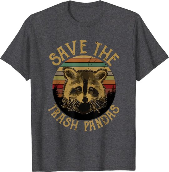 Retro Vintage Save The Trash Pandas Funny Raccoon Animal T-Shirt